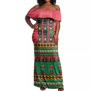 Black Nutcrackers Off Shoulder Maxi Dress Afro Christmas
