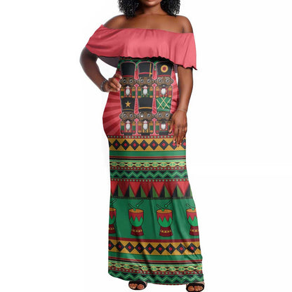 Black Nutcrackers Off Shoulder Maxi Dress Afro Christmas