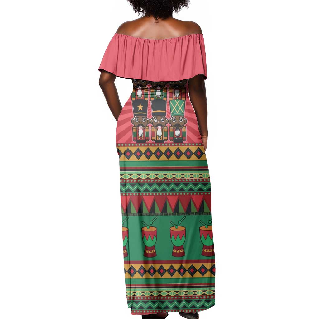 Black Nutcrackers Off Shoulder Maxi Dress Afro Christmas