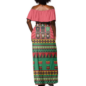 Black Nutcrackers Off Shoulder Maxi Dress Afro Christmas