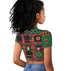 Black Nutcrackers Raglan Cropped T shirt Afro Christmas