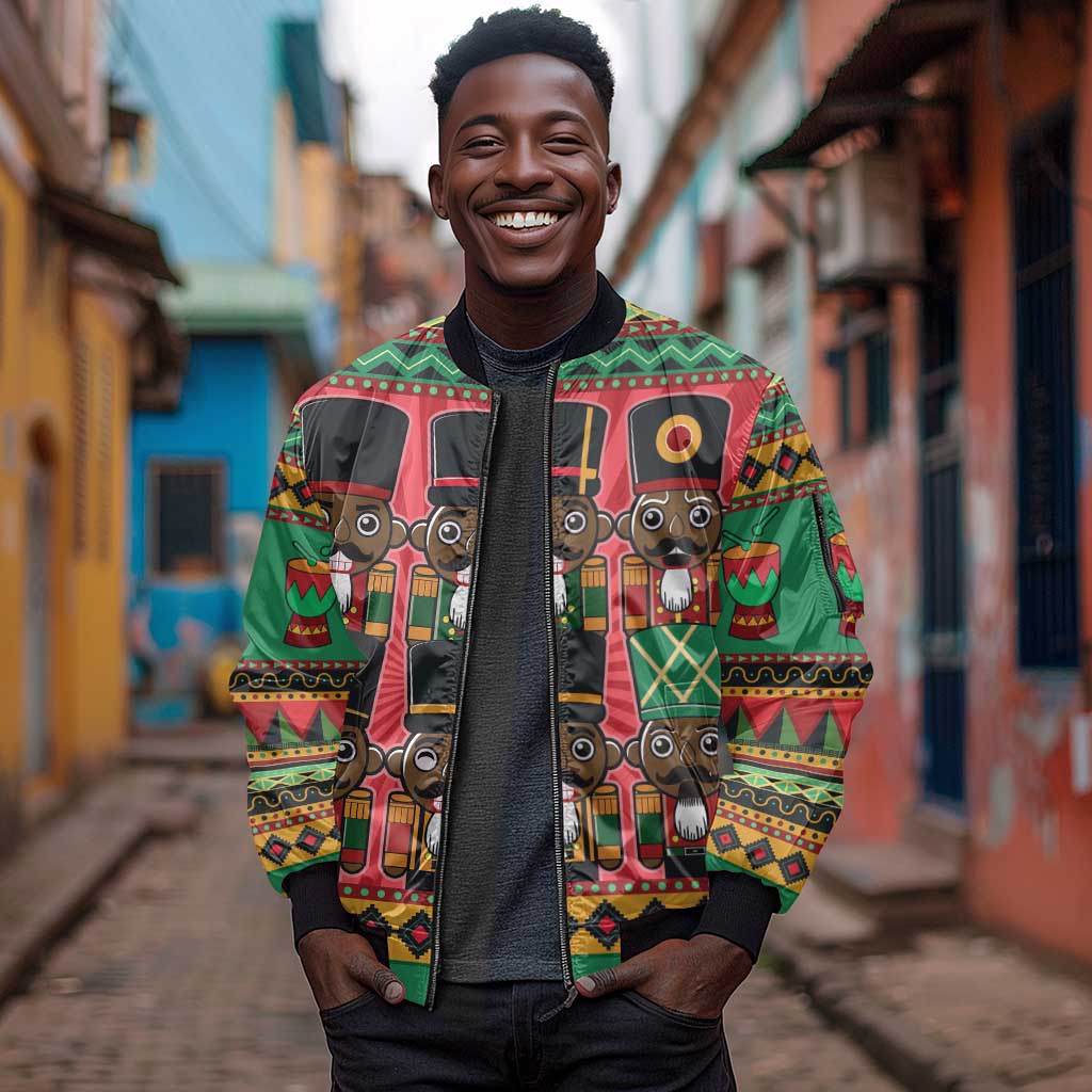 Black Nutcrackers Sleeve Zip Bomber Jacket Afro Christmas
