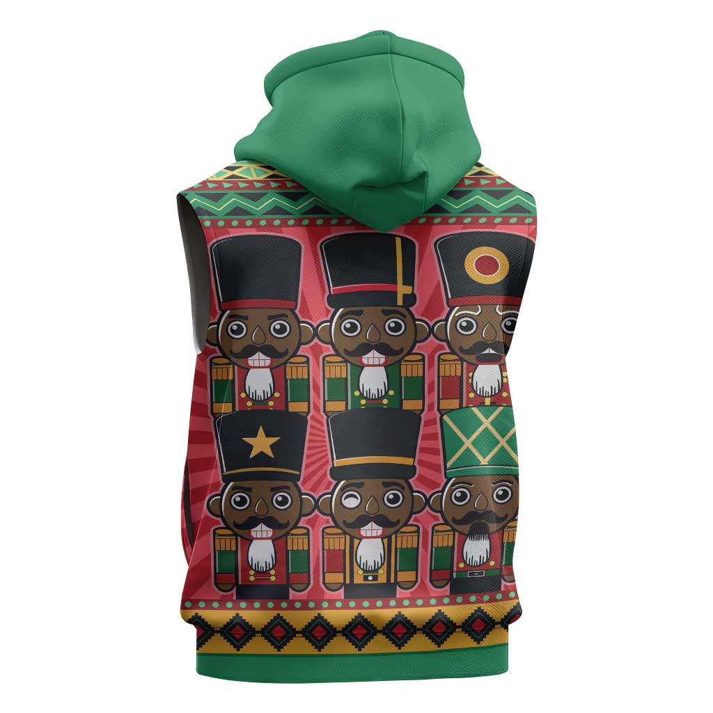 Black Nutcrackers Sleeveless Zip Hoodie Afro Christmas - African Pride