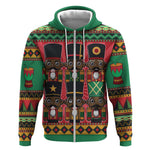 Black Nutcrackers Zip Hoodie Afro Christmas
