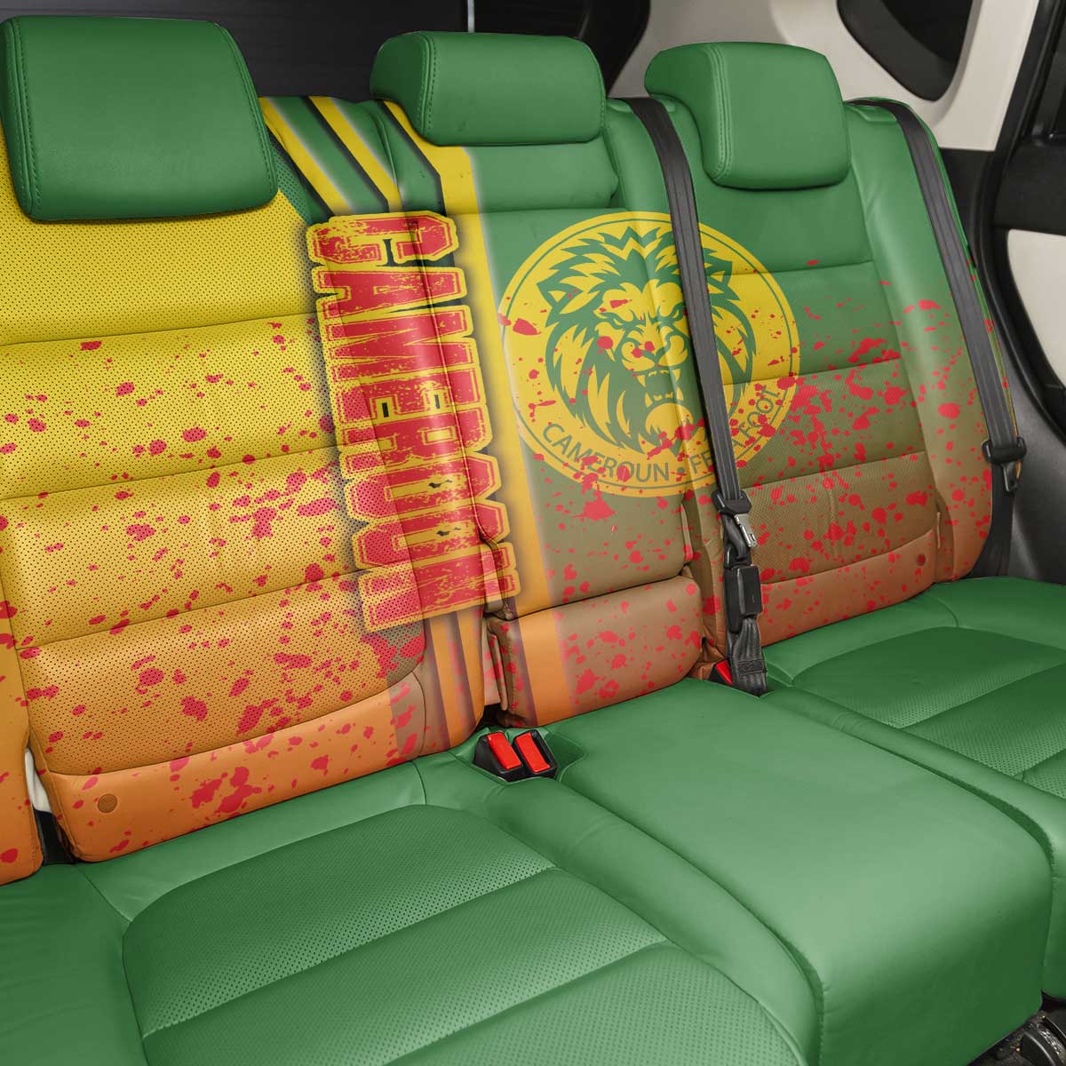 Cameroon Soccer Back Car Seat Cover Indomitable Lions Football - Road To Champion