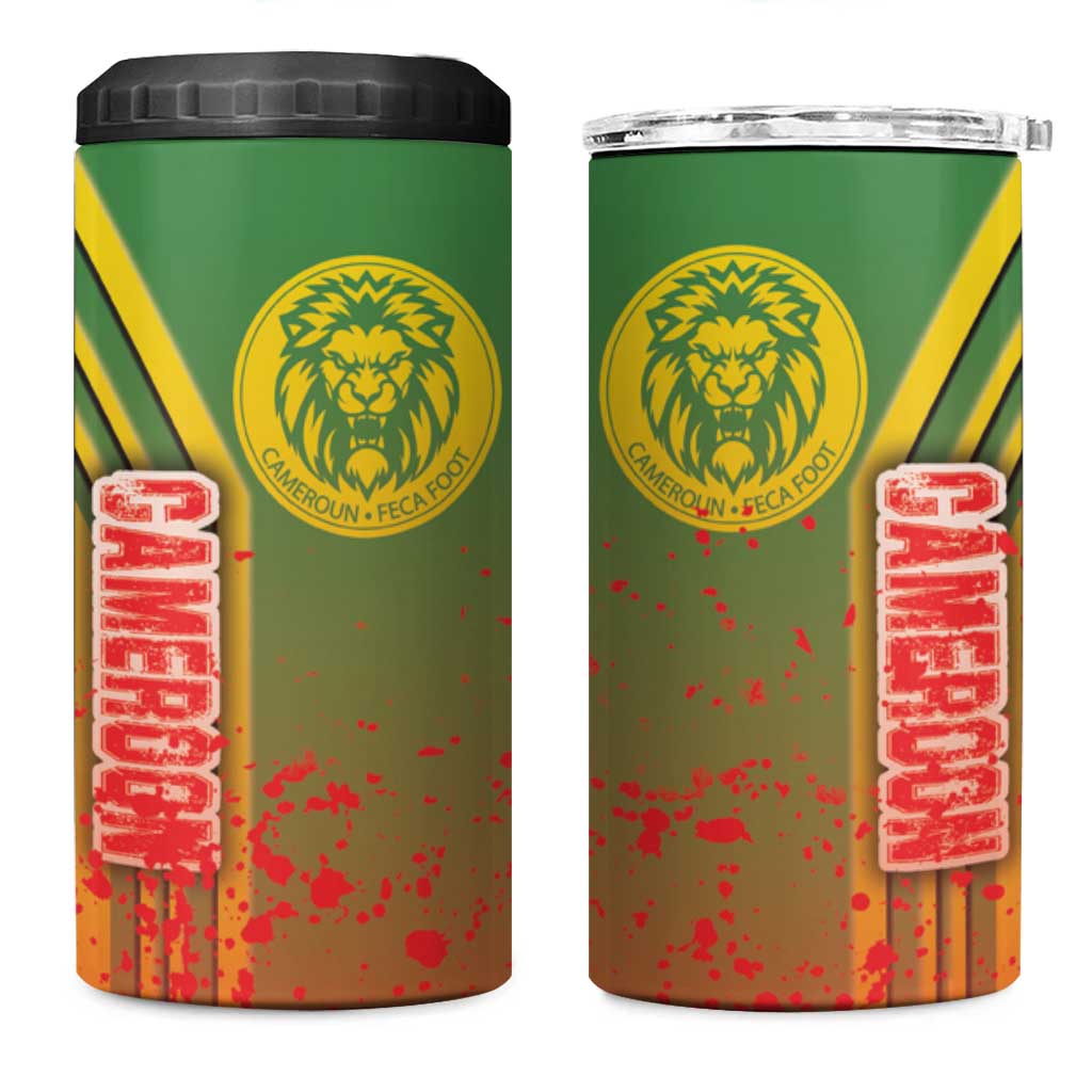 Cameroon Soccer 4 in 1 Can Cooler Tumbler Indomitable Lions Football - Road To Champion