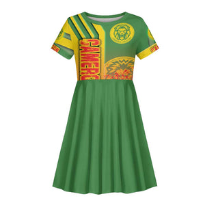 Cameroon Soccer Kid Short Sleeve Dress Indomitable Lions Football - Road To Champion