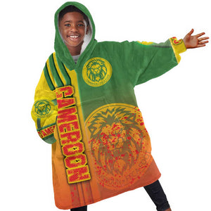 Cameroon Soccer Kid Wearable Blanket Hoodie Indomitable Lions Football - Road To Champion