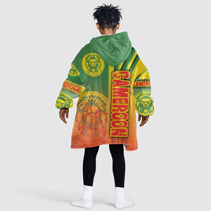 Cameroon Soccer Kid Wearable Blanket Hoodie Indomitable Lions Football - Road To Champion