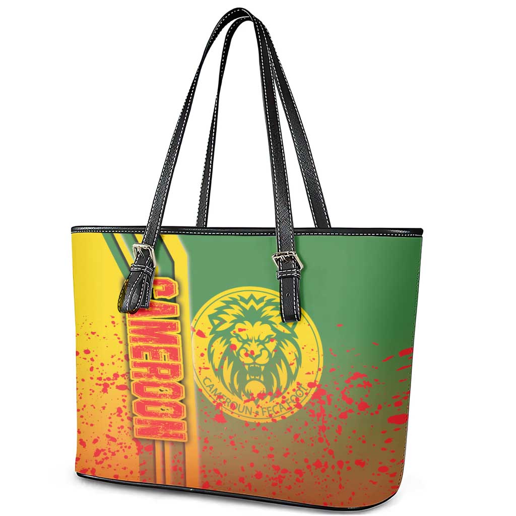 Cameroon Soccer Leather Tote Bag Indomitable Lions Football - Road To Champion