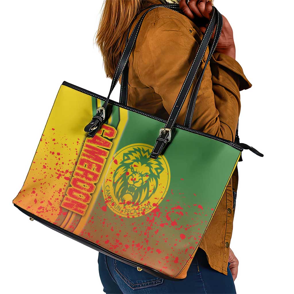 Cameroon Soccer Leather Tote Bag Indomitable Lions Football - Road To Champion