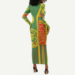 Cameroon Soccer Long Sleeve Bodycon Dress Indomitable Lions Football - Road To Champion DT03