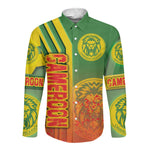 Cameroon Soccer Long Sleeve Button Shirt Indomitable Lions Football - Road To Champion