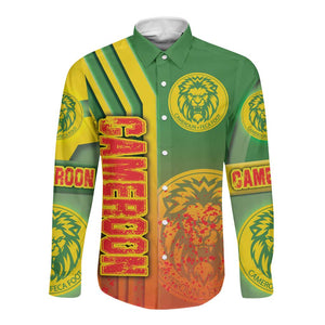 Cameroon Soccer Long Sleeve Button Shirt Indomitable Lions Football - Road To Champion