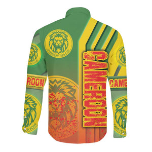 Cameroon Soccer Long Sleeve Button Shirt Indomitable Lions Football - Road To Champion