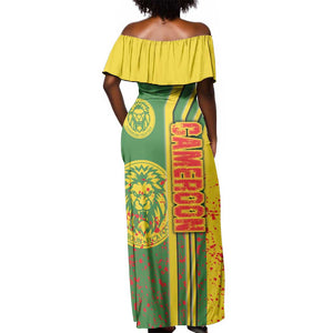 Cameroon Soccer Off Shoulder Maxi Dress Indomitable Lions Football - Road To Champion
