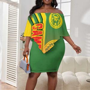 Cameroon Soccer Off Shoulder Short Dress Indomitable Lions Football - Road To Champion