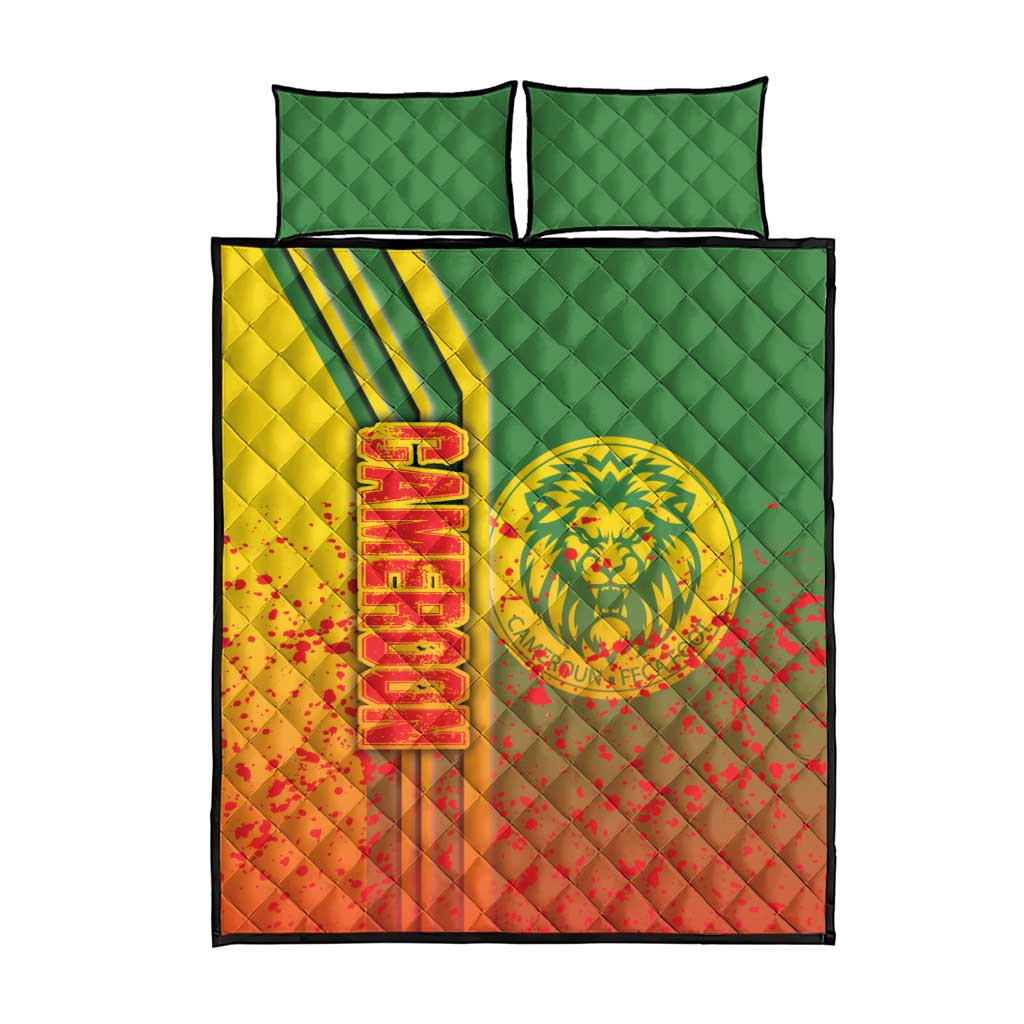 Cameroon Soccer Quilt Bed Set Indomitable Lions Football - Road To Champion