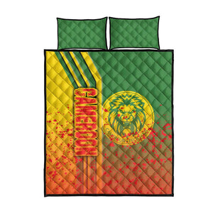 Cameroon Soccer Quilt Bed Set Indomitable Lions Football - Road To Champion
