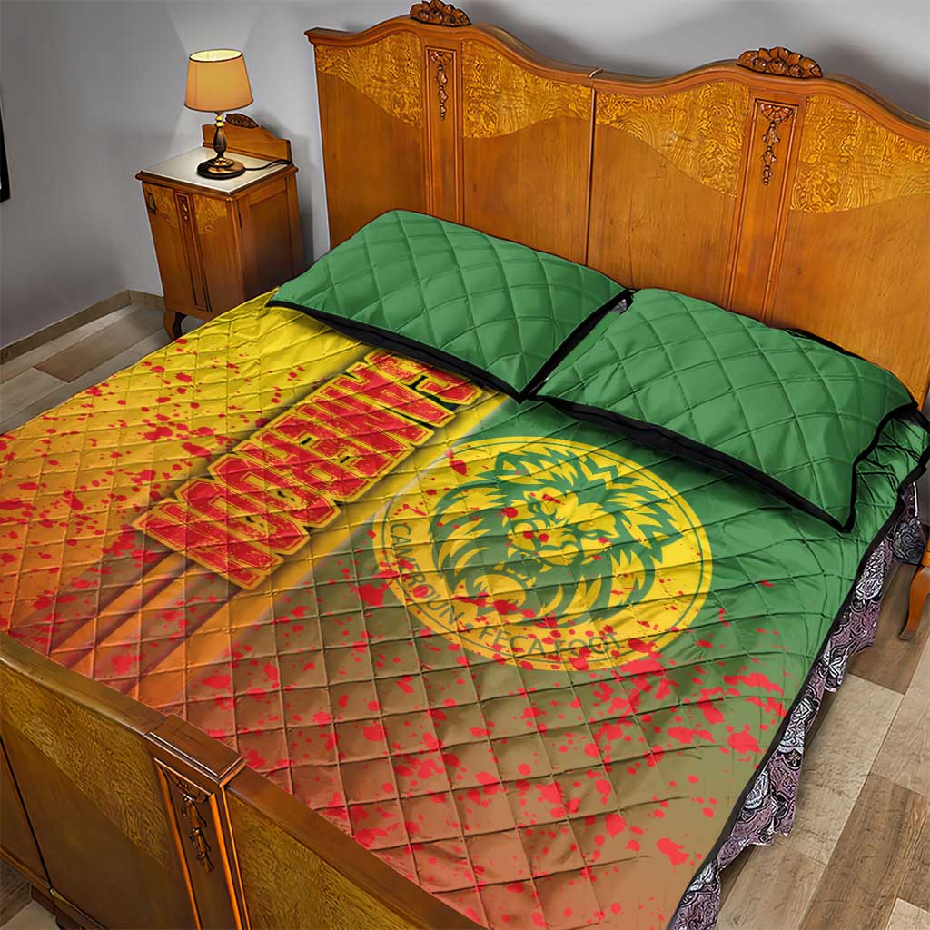 Cameroon Soccer Quilt Bed Set Indomitable Lions Football - Road To Champion