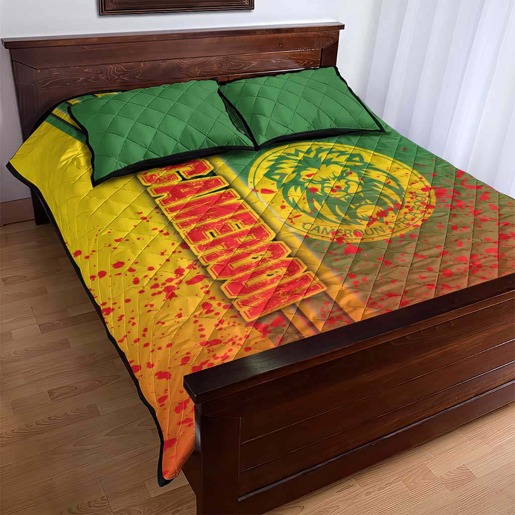 Cameroon Soccer Quilt Bed Set Indomitable Lions Football - Road To Champion