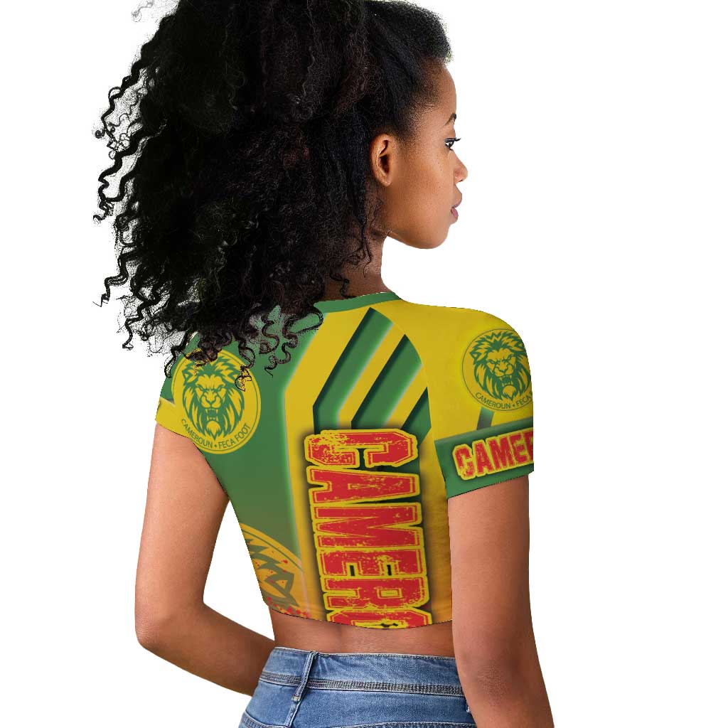 Cameroon Soccer Raglan Cropped T shirt Indomitable Lions Football - Road To Champion