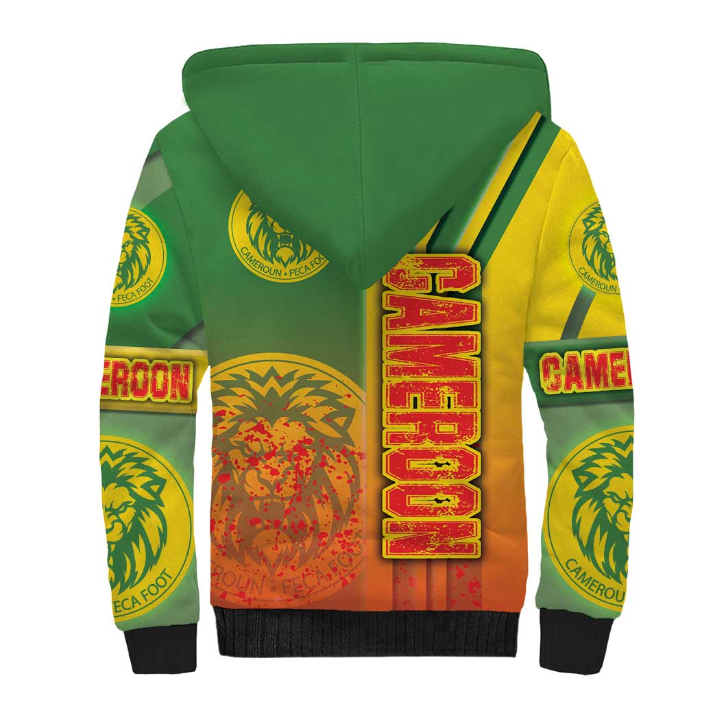 Cameroon Soccer Sherpa Hoodie Indomitable Lions Football - Road To Champion