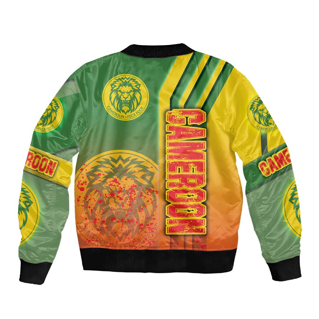 Cameroon Soccer Sleeve Zip Bomber Jacket Indomitable Lions Football - Road To Champion