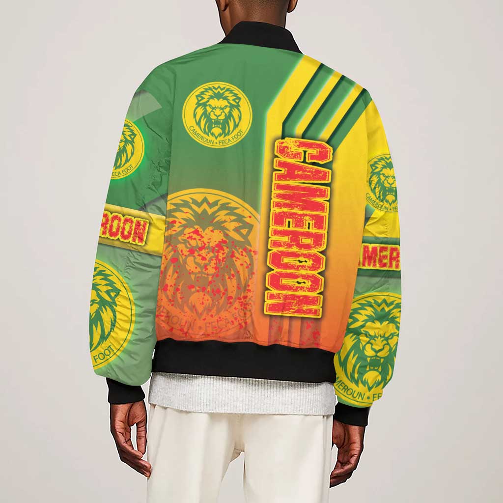 Cameroon Soccer Sleeve Zip Bomber Jacket Indomitable Lions Football - Road To Champion