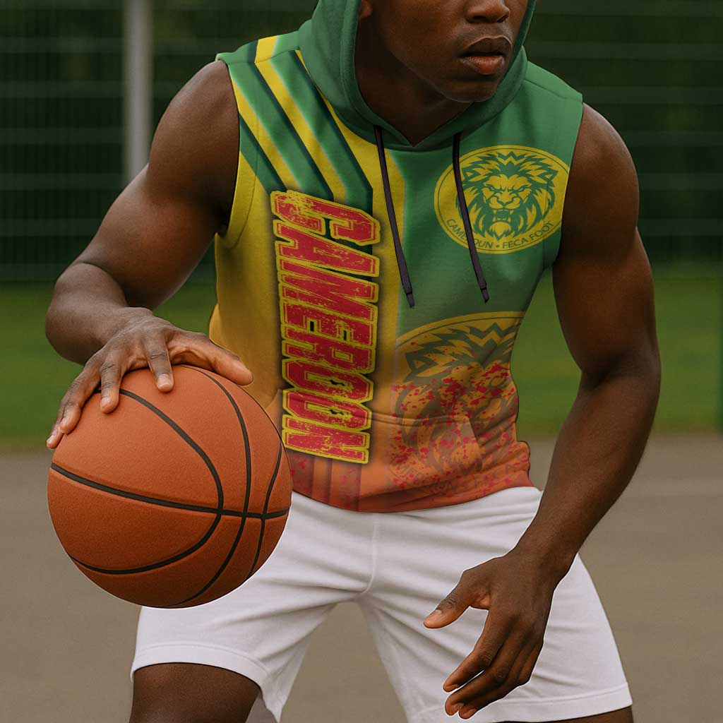 Cameroon Soccer Sleeveless Hoodie Indomitable Lions Football - Road To Champion - African Pride