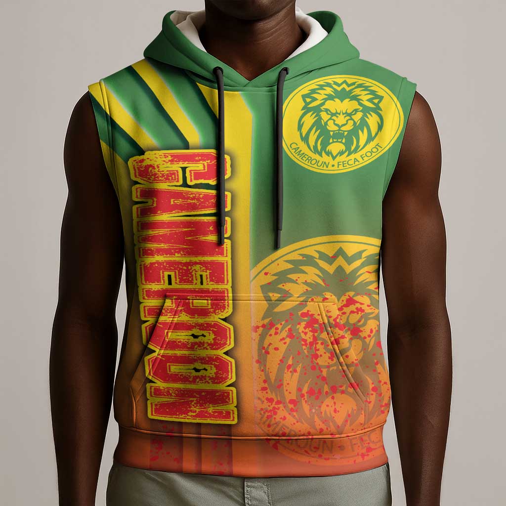 Cameroon Soccer Sleeveless Hoodie Indomitable Lions Football - Road To Champion - African Pride