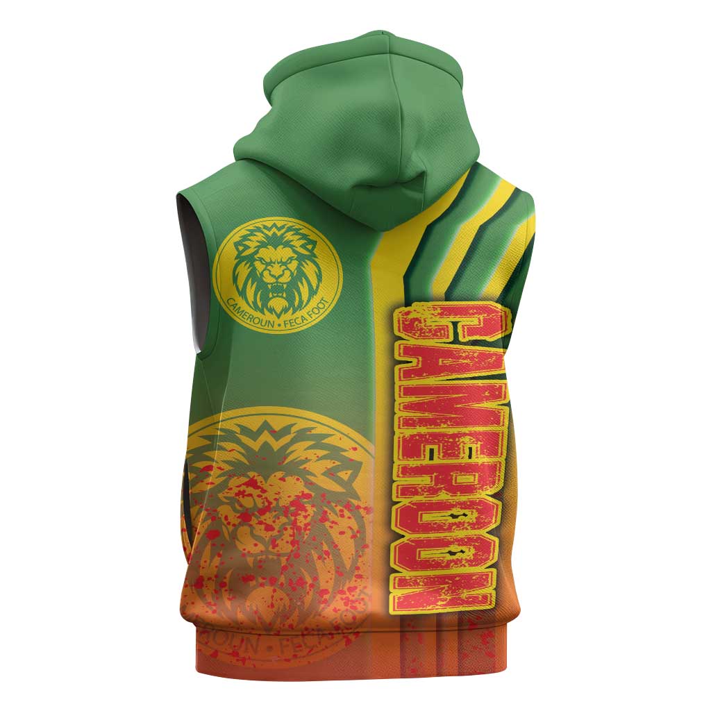 Cameroon Soccer Sleeveless Zip Hoodie Indomitable Lions Football - Road To Champion - African Pride
