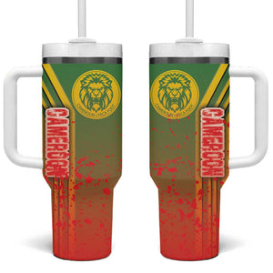 Cameroon Soccer Tumbler With Handle Indomitable Lions Football - Road To Champion