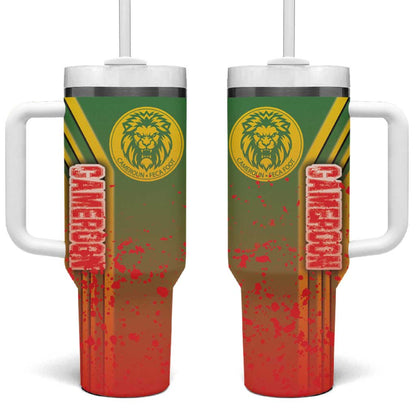 Cameroon Soccer Tumbler With Handle Indomitable Lions Football - Road To Champion