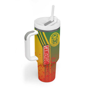 Cameroon Soccer Tumbler With Handle Indomitable Lions Football - Road To Champion