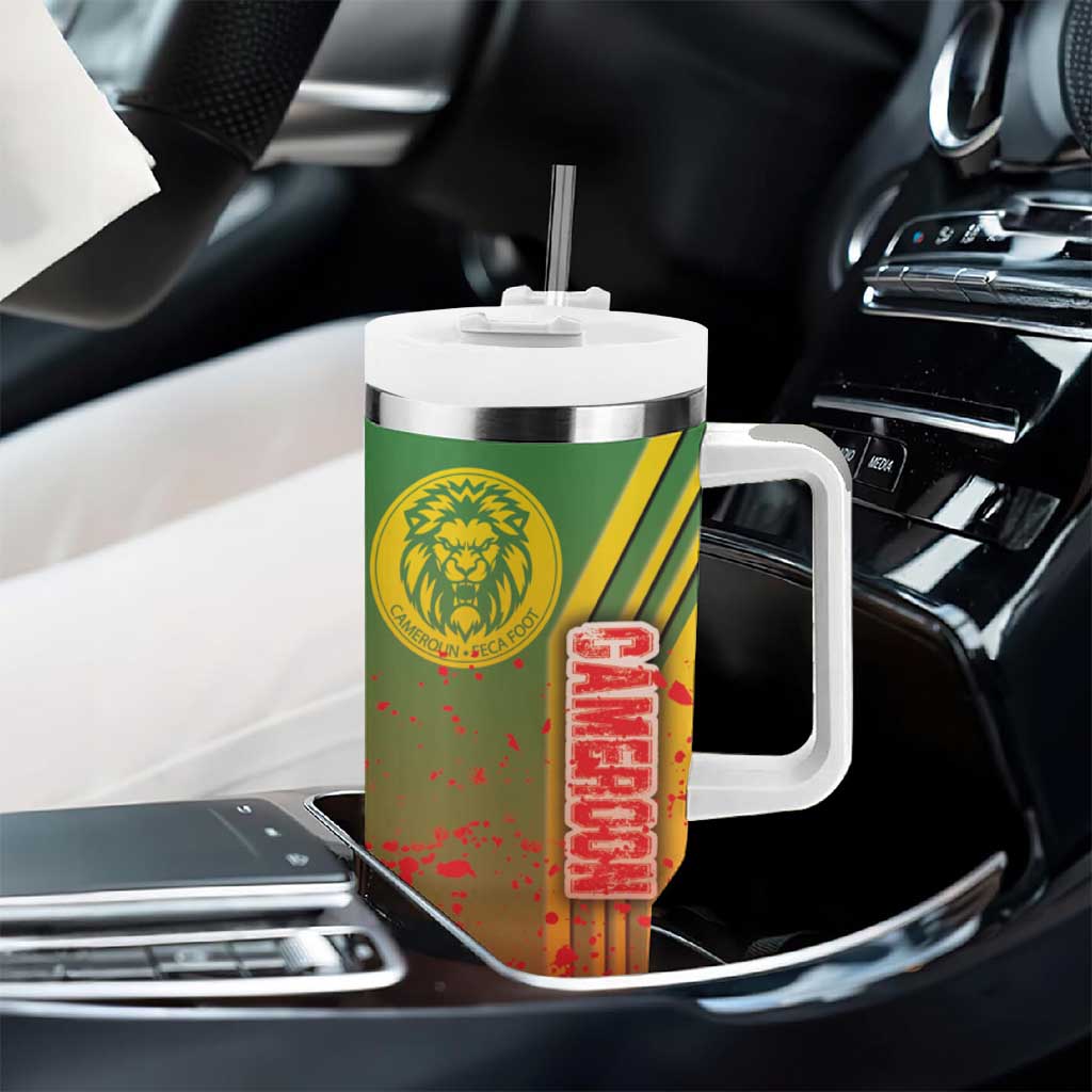Cameroon Soccer Tumbler With Handle Indomitable Lions Football - Road To Champion