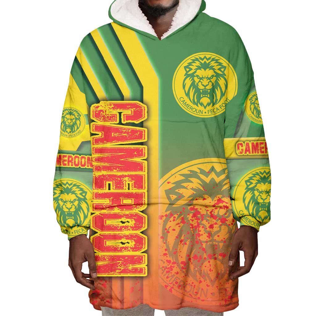 Cameroon Soccer Wearable Blanket Hoodie Indomitable Lions Football - Road To Champion