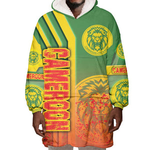 Cameroon Soccer Wearable Blanket Hoodie Indomitable Lions Football - Road To Champion
