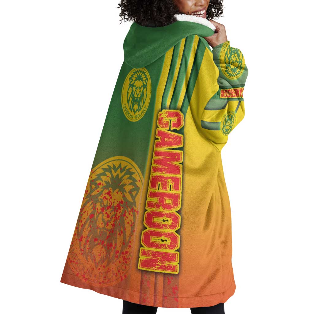 Cameroon Soccer Wearable Blanket Hoodie Indomitable Lions Football - Road To Champion