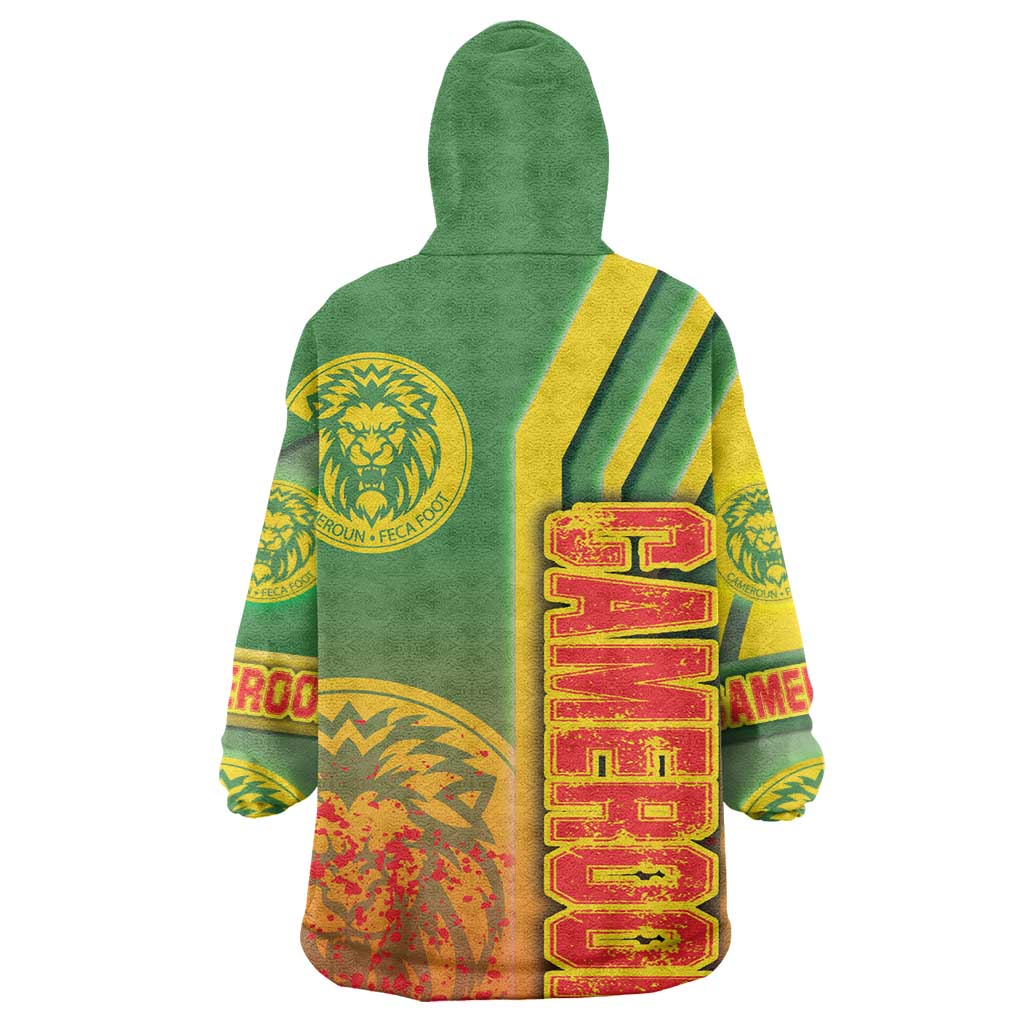 Cameroon Soccer Wearable Blanket Hoodie Indomitable Lions Football - Road To Champion