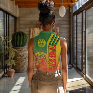 Cameroon Soccer Women Sleeveless Polo Shirt Indomitable Lions Football - Road To Champion