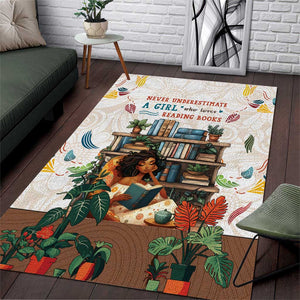 Never Underestimate A Girl Who Loves Reading Books Area Rug African Book Lovers