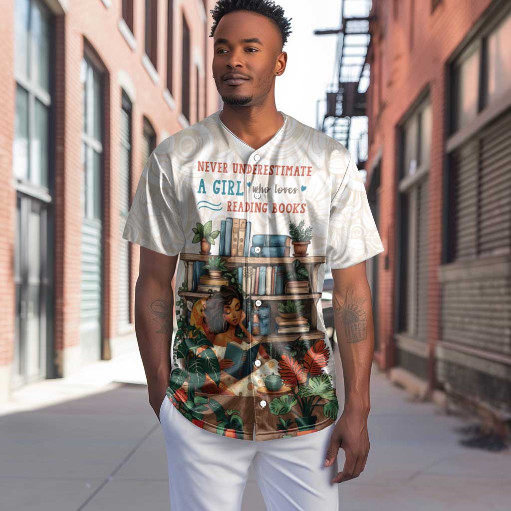 Never Underestimate A Girl Who Loves Reading Books Baseball Jersey African Book Lovers