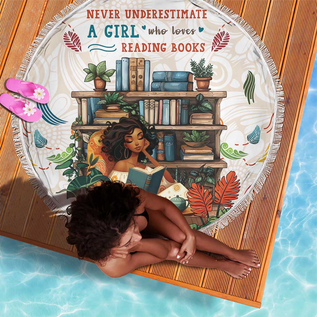 Never Underestimate A Girl Who Loves Reading Books Beach Blanket African Book Lovers