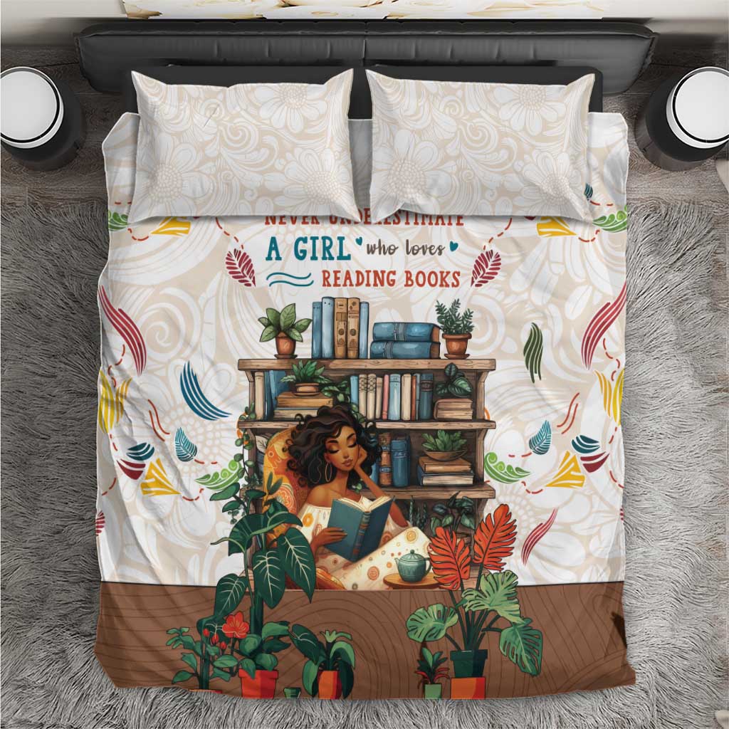 Never Underestimate A Girl Who Loves Reading Books Bedding Set African Book Lovers