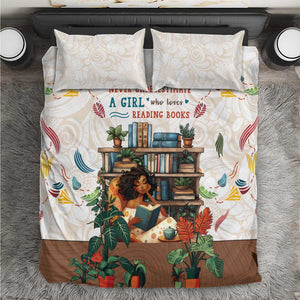 Never Underestimate A Girl Who Loves Reading Books Bedding Set African Book Lovers
