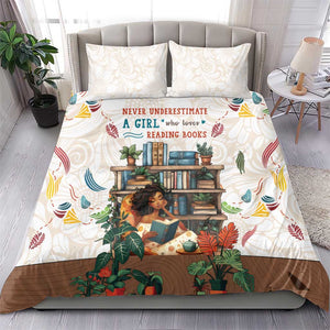 Never Underestimate A Girl Who Loves Reading Books Bedding Set African Book Lovers