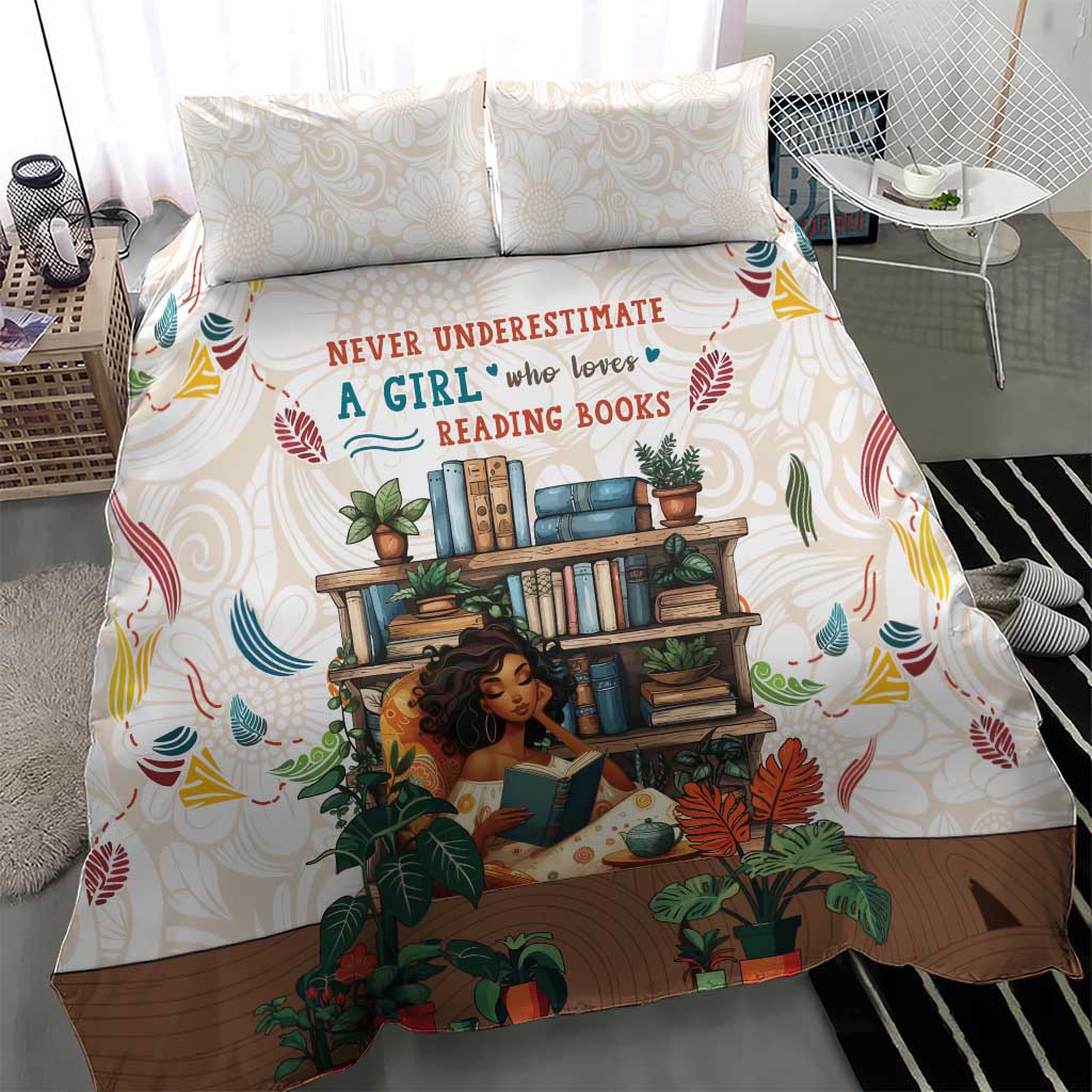 Never Underestimate A Girl Who Loves Reading Books Bedding Set African Book Lovers