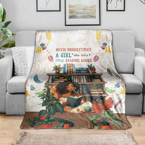 Never Underestimate A Girl Who Loves Reading Books Blanket African Book Lovers