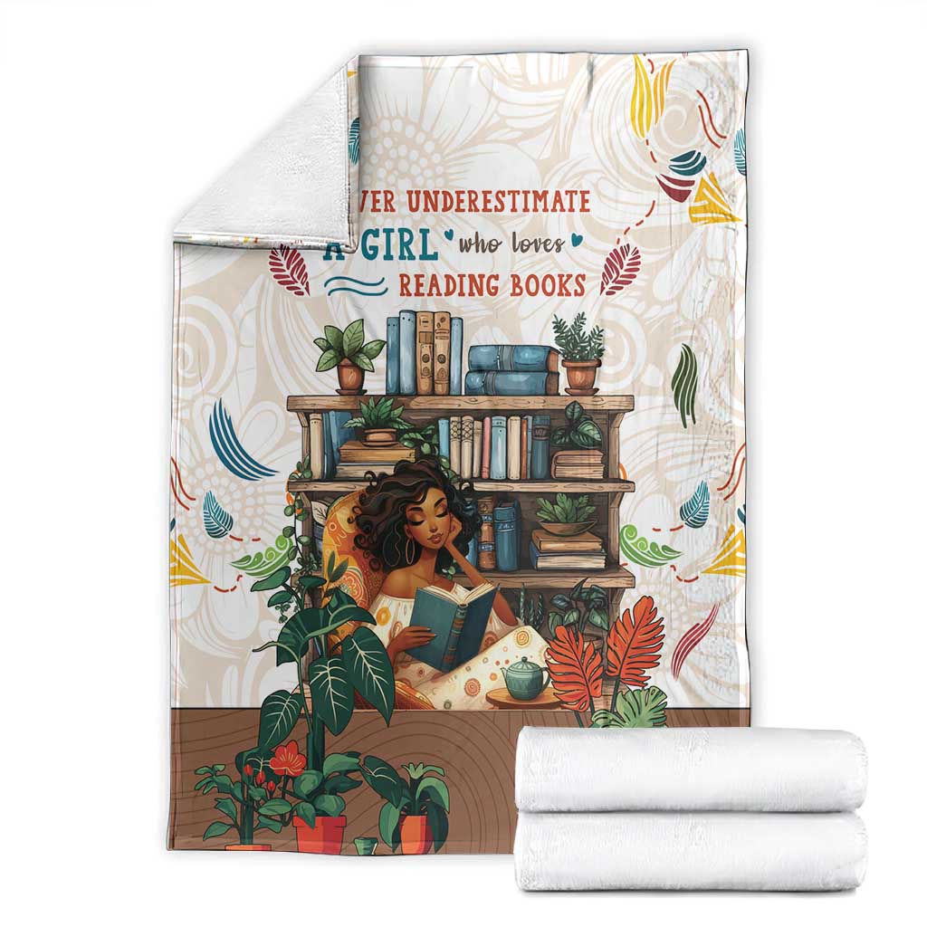 Never Underestimate A Girl Who Loves Reading Books Blanket African Book Lovers